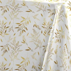 Nappe de Noël rectangulaire (140 x 240 cm) Naelle Blanc et doré