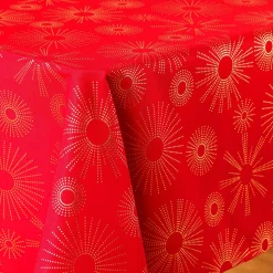 Nappe de Noël rectangulaire (150 x 240 cm) Pampille métallisé Rouge