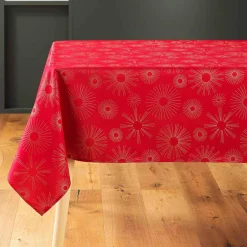 Nappe de Noël rectangulaire (150 x 240 cm) Pampille métallisé Rouge