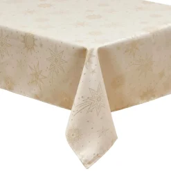 Nappe de Noël rectangulaire (360 x 140 cm) Nuit étoilée Beige et doré