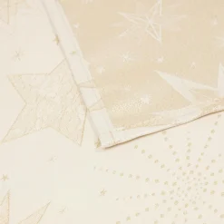 Nappe de Noël rectangulaire (140 x 240 cm) Nuit étoilée Beige et doré