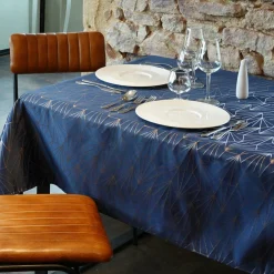 Nappe de Noël rectangulaire (145 x 240 cm) Facette Bleu