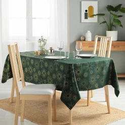 Nappe de Noël rectangulaire (150 x 240 cm) Pampille métallisé Vert