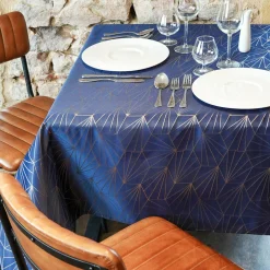 Nappe de Noël rectangulaire (145 x 300 cm) Facette Bleu