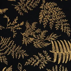 Nappe de Noël rectangulaire anti tache (140 x 240 cm) Feuillage Noir et doré