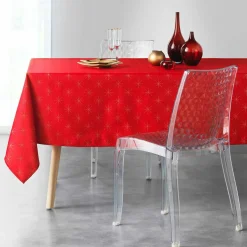 Nappe de Noël rectangulaire (140 x 240 cm) Etoiles Rouge