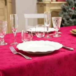 Nappe de Noël rectangulaire (140 x 300 cm) Flocon d'hiver Rouge