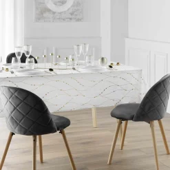 Nappe de Noël rectangulaire anti tache (140 x 240 cm) Firmament Blanc et doré