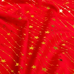 Nappe de Noël rectangulaire (140 x 240 cm) Pluie d'étoiles Rouge et doré