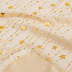 Nappe de Noël rectangulaire (140 x 240 cm) Pluie d'étoiles Ivoire et doré