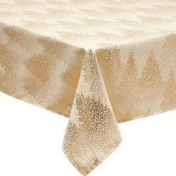 Nappe de Noël rectangulaire (140 x 240 cm) Forêt de Sapin Or
