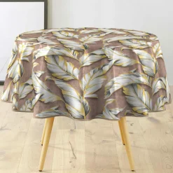Nappe enduite PVC ronde imperméable (Diamètre 160 cm) Ebany Chocolat