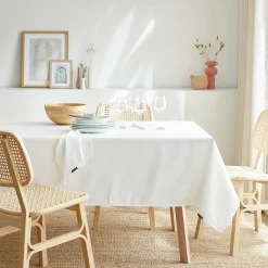 Nappe rectangulaire anti tache (140 x 250 cm) Elise Blanche