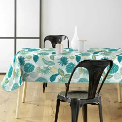 Nappe rectangulaire anti tache tissu PVC imperméable (140 x 240 cm) Plantania Bleue