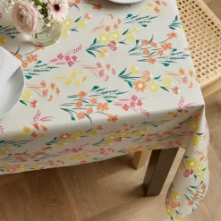 Nappe rectangulaire coton enduit (150 x 350 cm) Juliette Beige