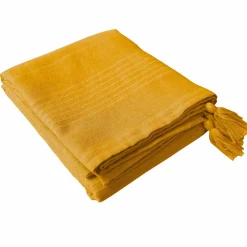 Nappe rectangulaire coton recyclé (140 x 240 cm) Bombay Jaune moutarde