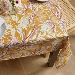 Nappe rectangulaire coton enduit (150 x 350 cm) Granada Jaune moutarde