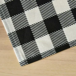 Nappe rectangulaire coton enduit (150 x 350 cm) Vichy Noire