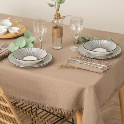 Nappe rectangulaire coton (150 x 250 cm) Maha Beige