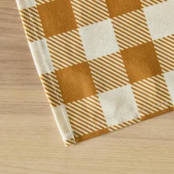 Nappe rectangulaire coton enduit (150 x 250 cm) Vichy Jaune moutarde