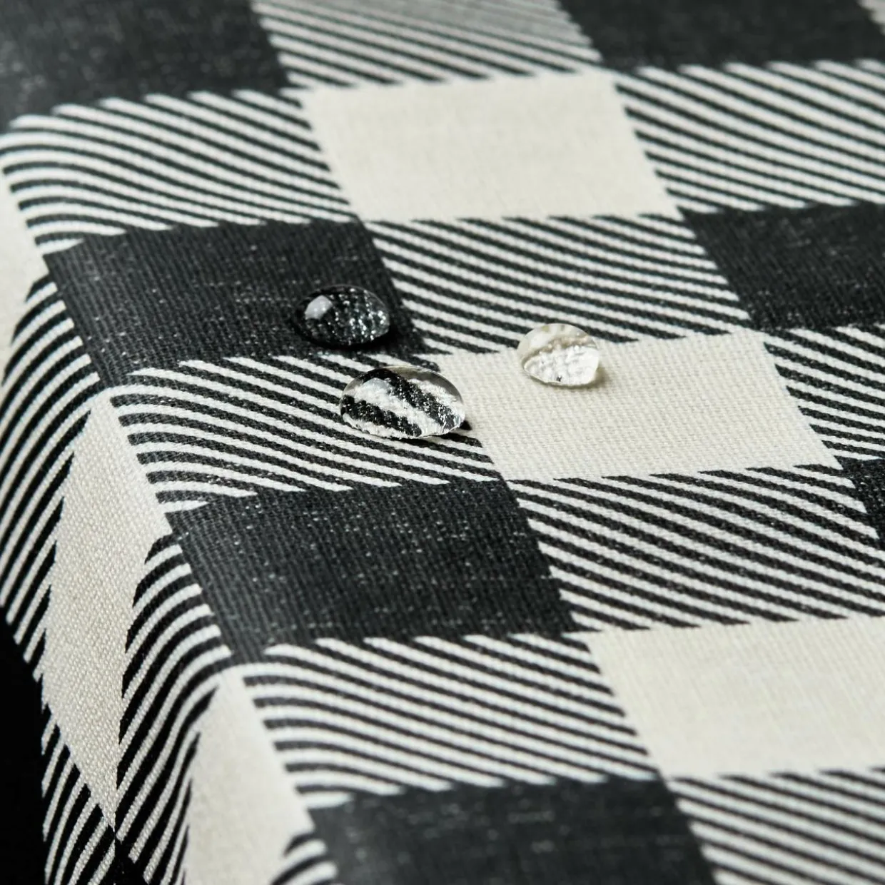 Nappe rectangulaire coton enduit (150 x 250 cm) Vichy Noire