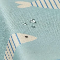 Nappe rectangulaire coton enduit (150 x 350 cm) Fish Bleue