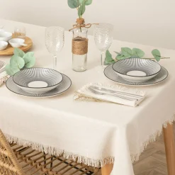 Nappe rectangulaire coton (150 x 250 cm) Maha Blanche