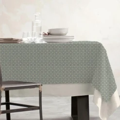Nappe rectangulaire coton enduit (150 x 350 cm) Palerme Verte