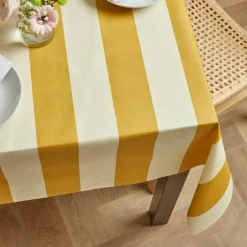 Nappe rectangulaire coton enduit (150 x 350 cm) Clementine Jaune moutarde