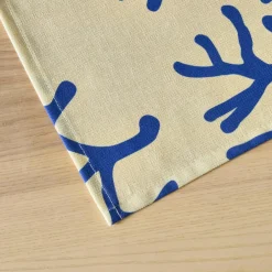 Nappe rectangulaire coton enduit (150 x 350 cm) Moorea Bleue