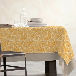 Nappe rectangulaire coton enduit (150 x 350 cm) Sarah Jaune moutarde