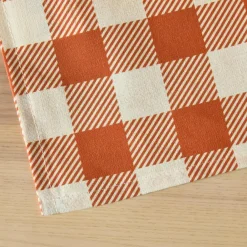 Nappe rectangulaire coton enduit (150 x 250 cm) Vichy Terracotta