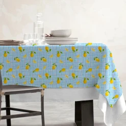 Nappe rectangulaire coton enduit (150 x 350 cm) Menton Bleue