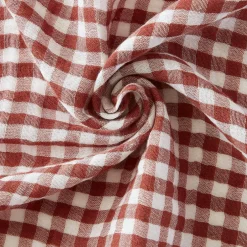 Nappe rectangulaire gaze de coton (150 x 350 cm) Gaïa vichy Terracotta