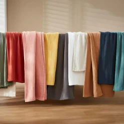 Nappe rectangulaire gaze de coton (150 x 350 cm) Gaïa Vert Sapin