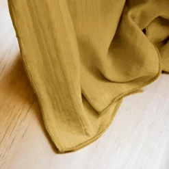 Nappe rectangulaire gaze de coton (150 x 250 cm) Gaïa Jaune safran