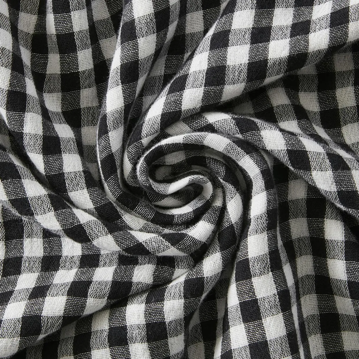 Nappe rectangulaire gaze de coton (150 x 250 cm) Gaïa vichy Noire