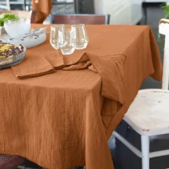 Nappe rectangulaire gaze de coton (150 x 250 cm) Gaïa Abricot