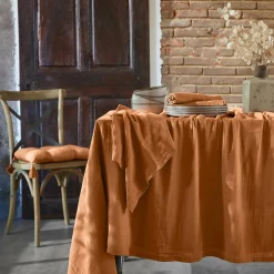 Nappe rectangulaire gaze de coton (150 x 350 cm) Gaïa Abricot