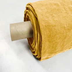 Nappe rectangulaire lin lavé (170 x 350 cm) Louise Jaune moutarde