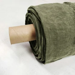 Nappe rectangulaire lin lavé (170 x 350 cm) Louise Vert romarin