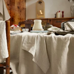 Nappe rectangulaire lin lavé (170 x 350 cm) Louise Beige