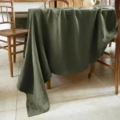 Nappe rectangulaire lin lavé (170 x 250 cm) Louise Vert romarin