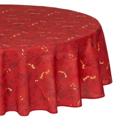 Nappe ronde anti tache (D180 cm) Réveillon Rouge