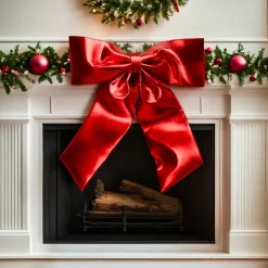 Nœud de Noël Géant (H80 cm) Shiny Rouge