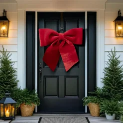 Nœud de Noël XXL velours (H70 cm) Castle Rouge