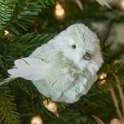 Oiseau sur clip (H10 cm) Moineau Menthe blanche