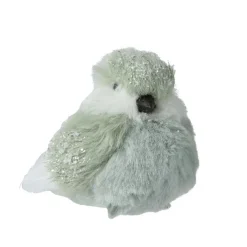 Oiseau sur clip (H10 cm) Moineau Menthe blanche