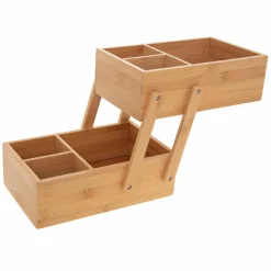 Organisateur de maquillage 2 niveaux Bambou