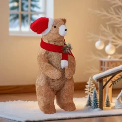 Ours décoratif en bois (H73 cm) Gulliver curieux Marron clair